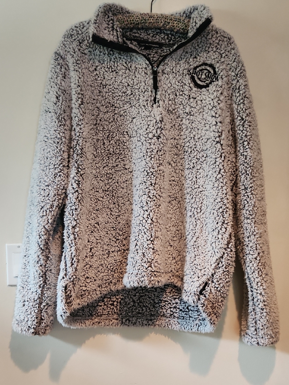Port Authority Black and White Sherpa Fleece Pullover
